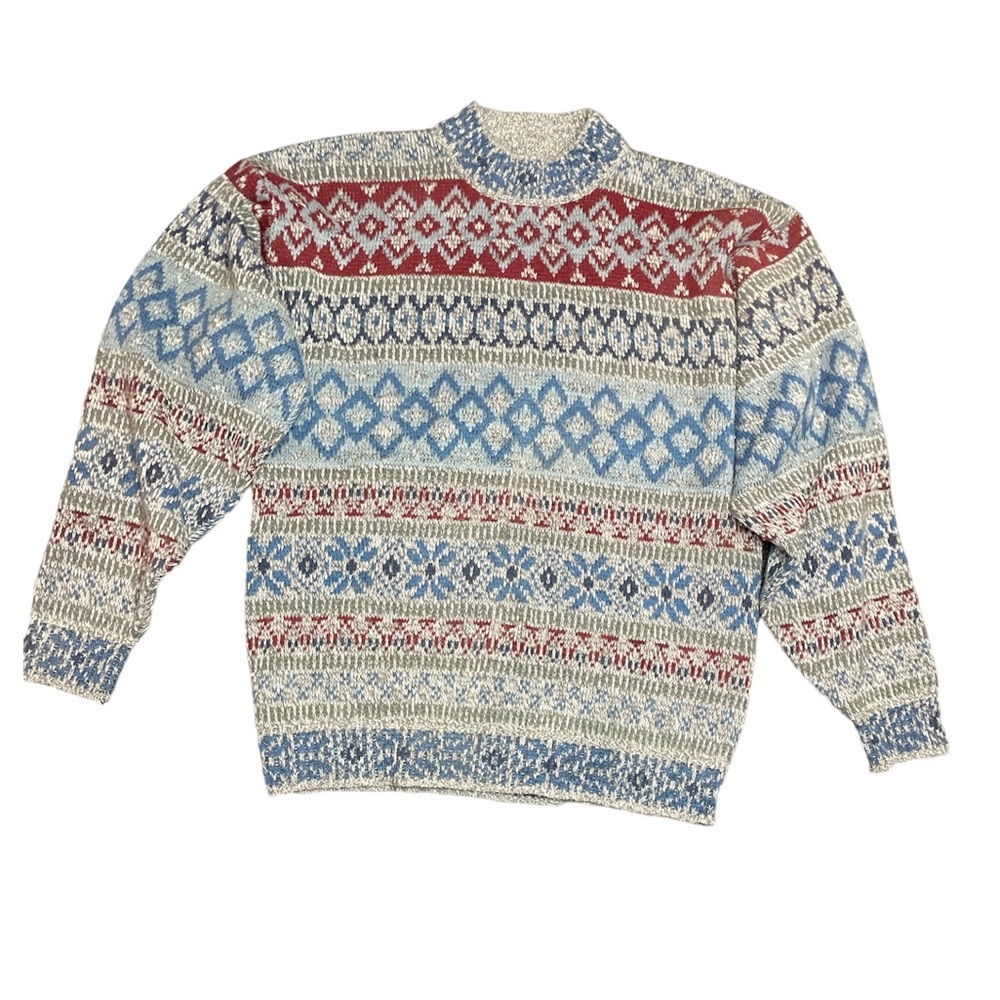 VINTAGE Anchor Blue Sweater Mens Large Blue Long Sleeve Kit Crew Neck Grandpa 90
